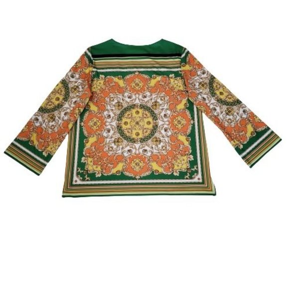 Maggie Sweet Women's Multicolor Medallion Print Long Sleeve Tunic Top Size Large - Picture 2 of 10